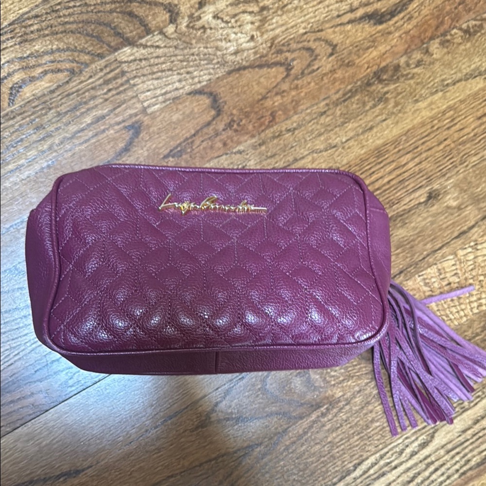 Luiza Barcelos Purple Quilted Cosmetic Bag